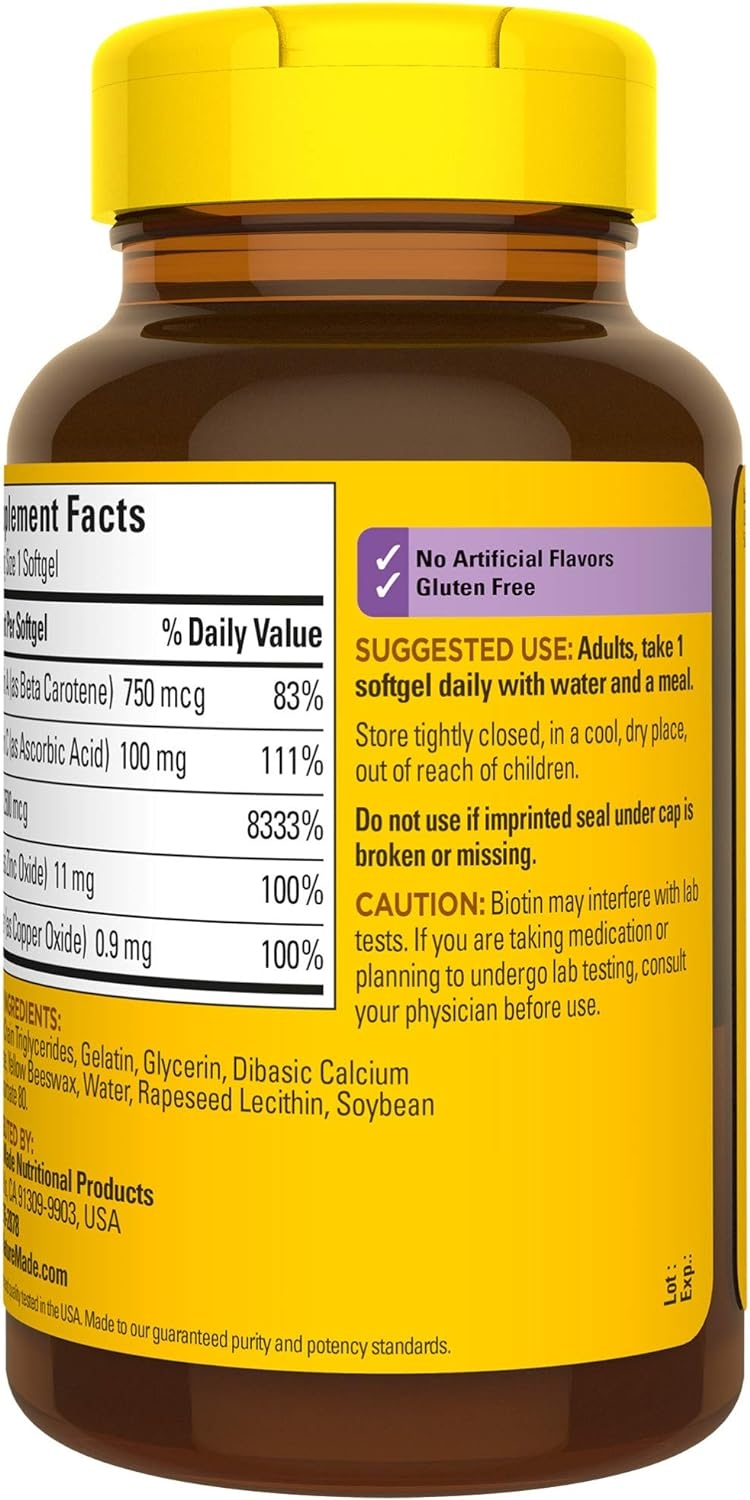 Nature Made Hair Skin and Nails with Biotin 2500 mcg, Dietary Supplement For Healthy Hair Skin and Nails Support, 60 Softgels, 60 Day Supply