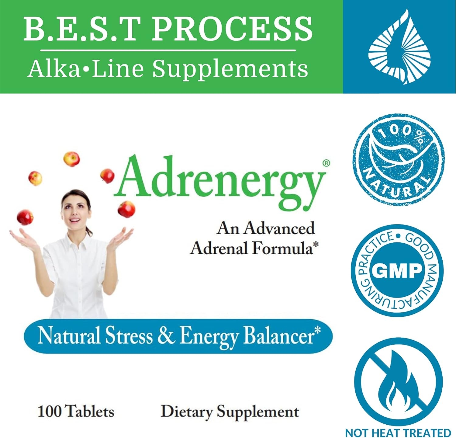 Adrenergy — Morter HealthSystem Best Process Alkaline — Natural Adrenal Support with Adrenal Gland Extract, Adaptogens, Vitamins & Minerals