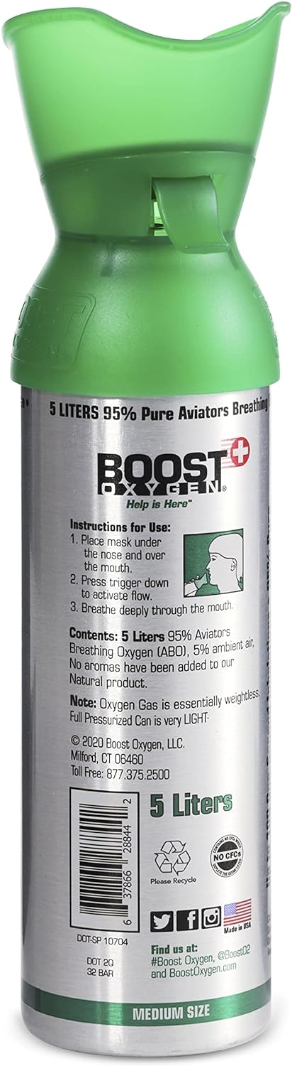 Boost Oxygen Supplemental Oxygen To Go | All-Natural Respiratory Support for Health, Wellness, Performance, Recovery and Altitude, 10 LITER CANISTER, NATURAL, 4-PACK
