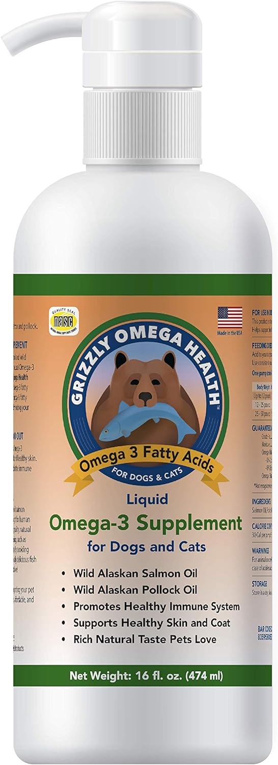 Grizzly Omega Health for Dogs & Cats, Wild Salmon/Pollock Oil Omega-3 Blend