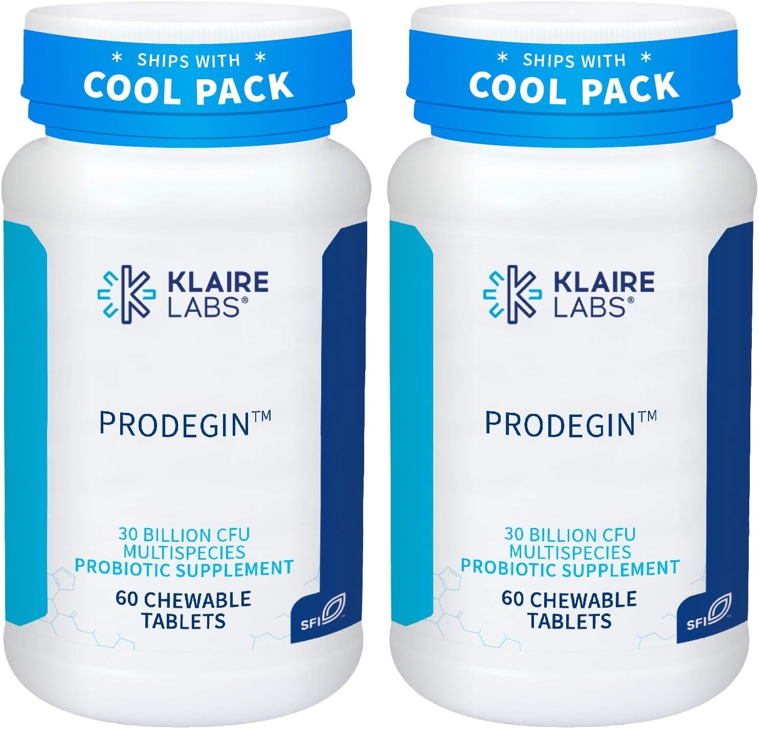 Klaire Labs Prodegin Chewable Probiotic - Powerful Oral Health Support 30 Billion CFU Blend with L. salivarius for Men & Women, Hypoallergenic, Post-Bariatric & GI Support (60 Tablets, 2 Pack)
