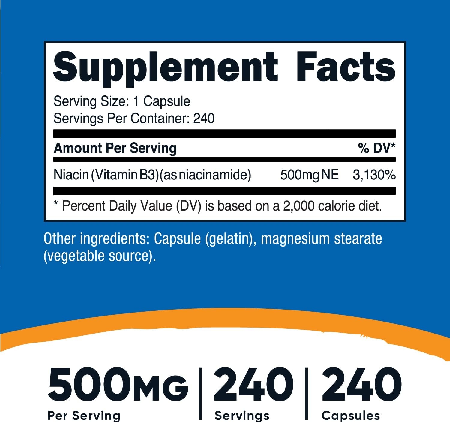 Nutricost Niacinamide (Vitamin B3) 500mg, 240 Capsules - Non-GMO, Gluten Free, Flush Free Vitamin B3