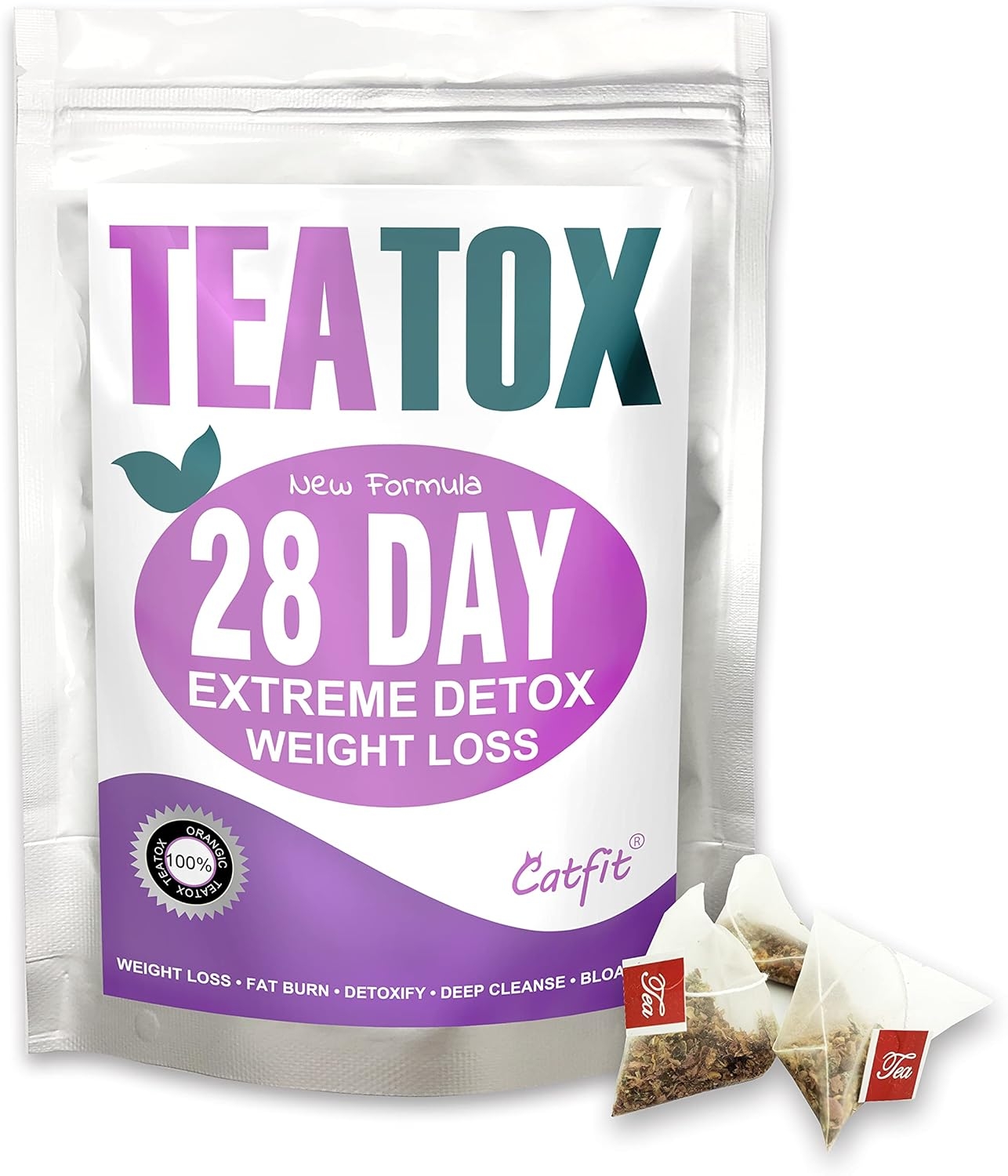 Catfit Detox Tea Herbal Tea Teatox , 28 Days Weight Loss Diet Tea for Cleanse