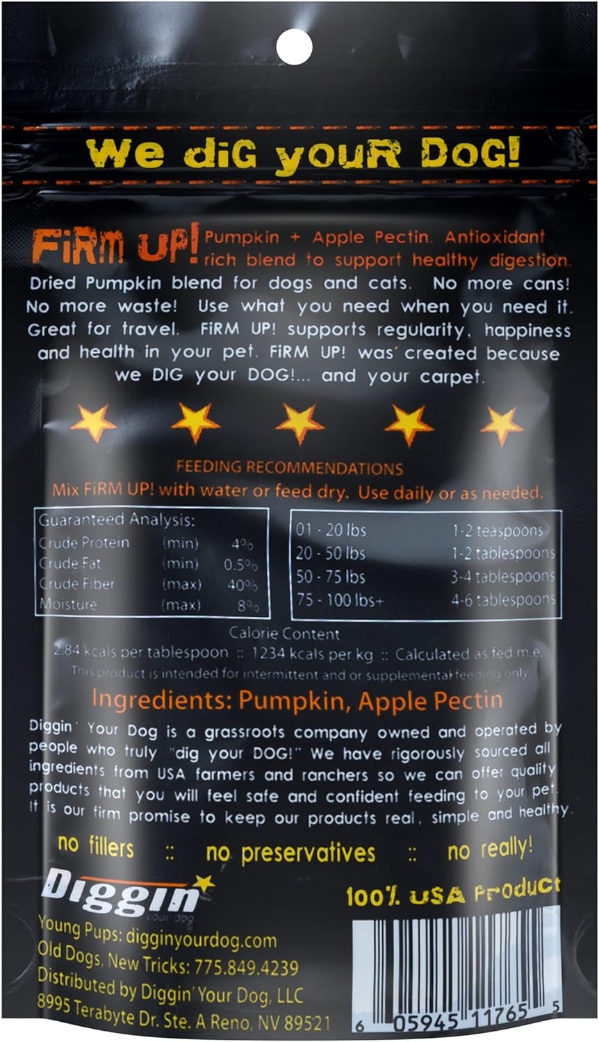 Diggin' Your Dog Firm UP! Pumpkin Super Supplement for Dogs and Cats, 1 oz - Made in USA, Digestive and Stool Consistency Support