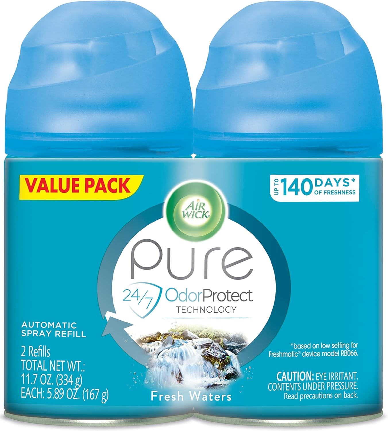 Air Wick Pure Freshmatic 2 Refills Automatic Spray, Fresh Waters, Air Freshener, Essential Oil, Odor Neutralization, Packaging May Vary, 5.89 Ounce