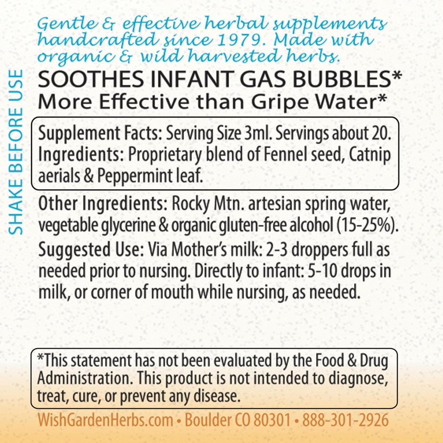 WishGarden Herbs Colic Ease for Infants - Natural Herbal Colic Relief for Newborns, Infant Gas Relief Drops Soothes Baby Gas Bubbles Quickly, More Effective Than Gripe Water for Infants, 2oz Drops