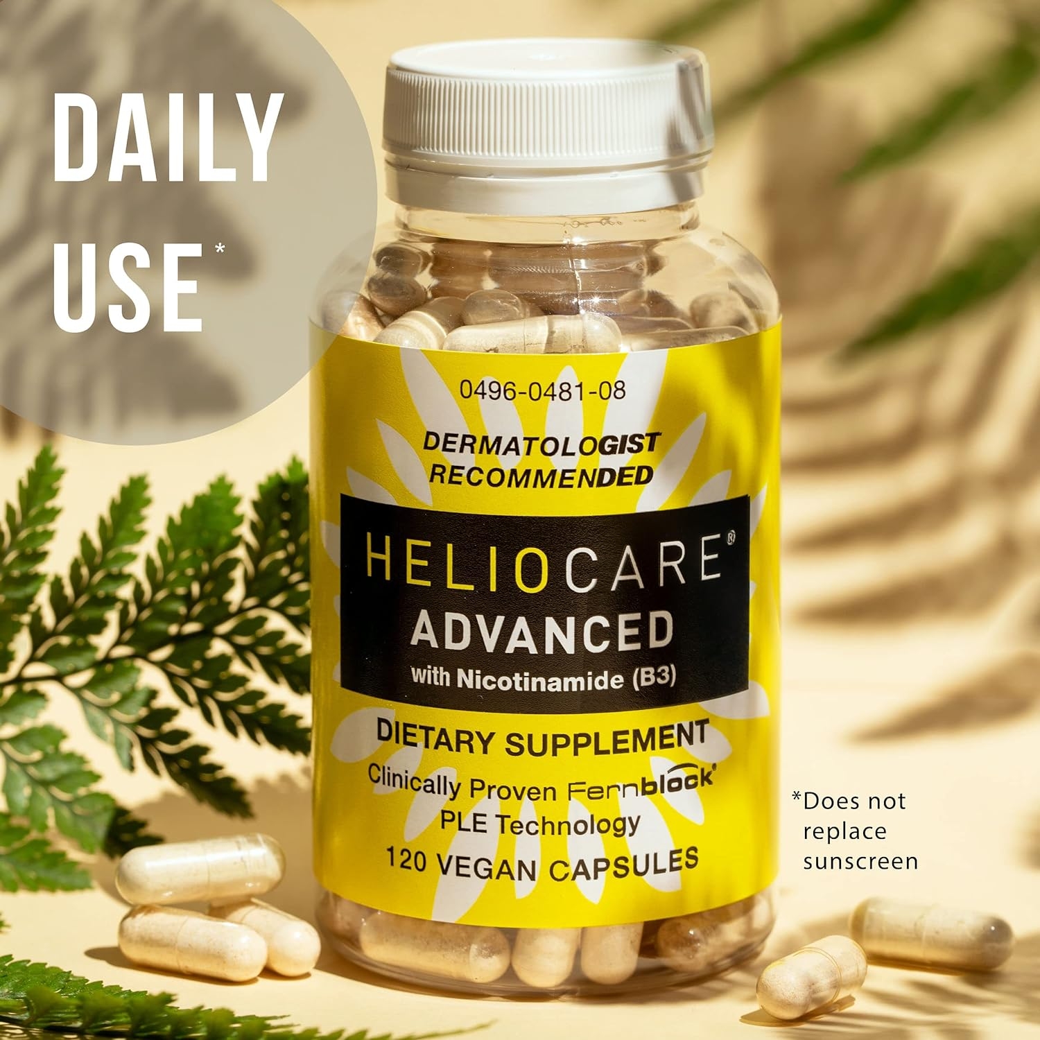Heliocare Advanced Nicotinamide B3 Supplement: Niacinamide 500mg and Fernblock PLE Extract 240mg Per Serving - Supports Skin Cell Health W/ Antioxidant Rich Vitamin B3 Niacin - 120 Vegan Capsules