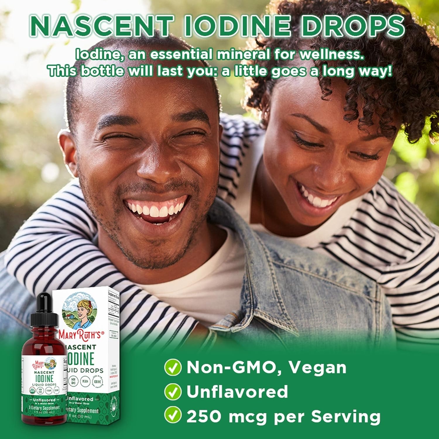 Potassium Iodide | Iodine Supplement | 1 Year Supply | Iodine Drops | USDA Organic | Nascent Iodine | Vegan