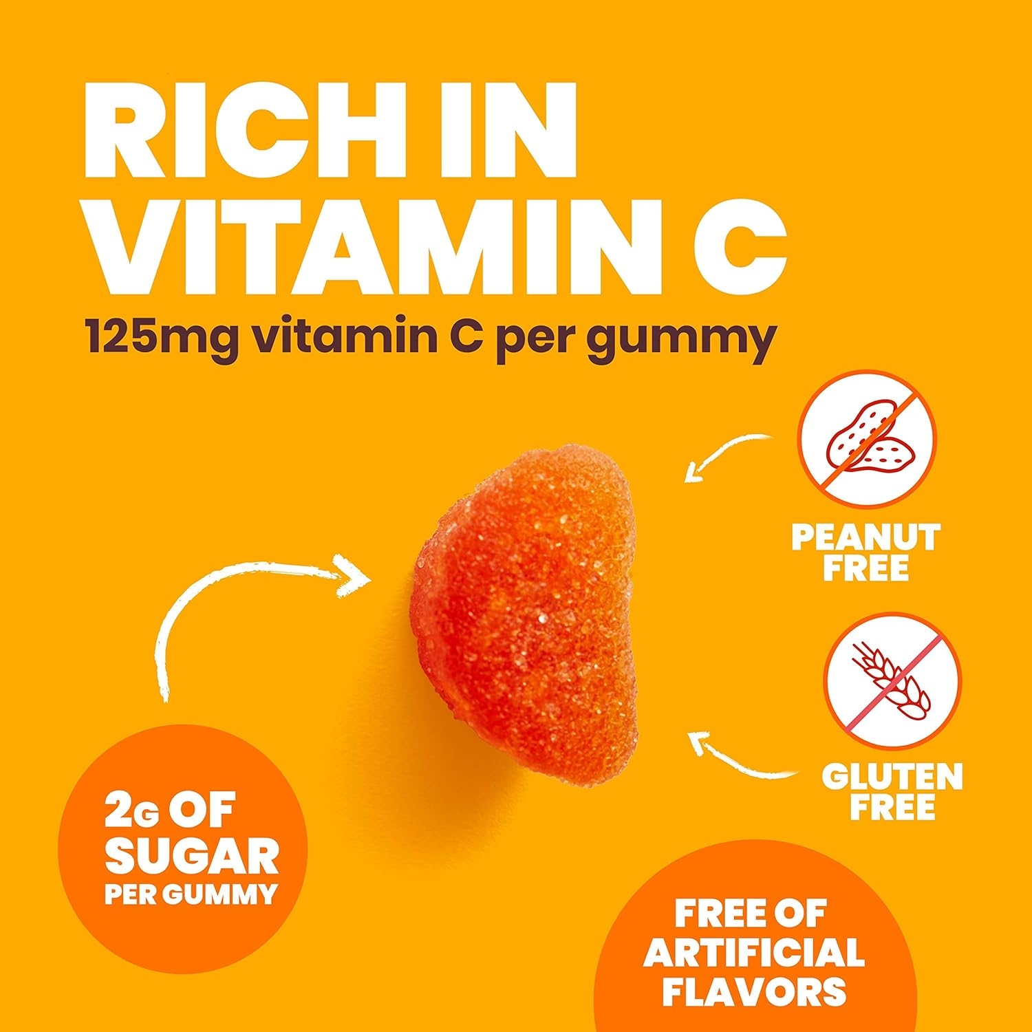 Sundown Kids Vitamin C Gummies with Rosehips, Citrus Bioflavonoids, Non-GMO, Dairy-Free, Gluten-Free, Vegetarian, 90 Count