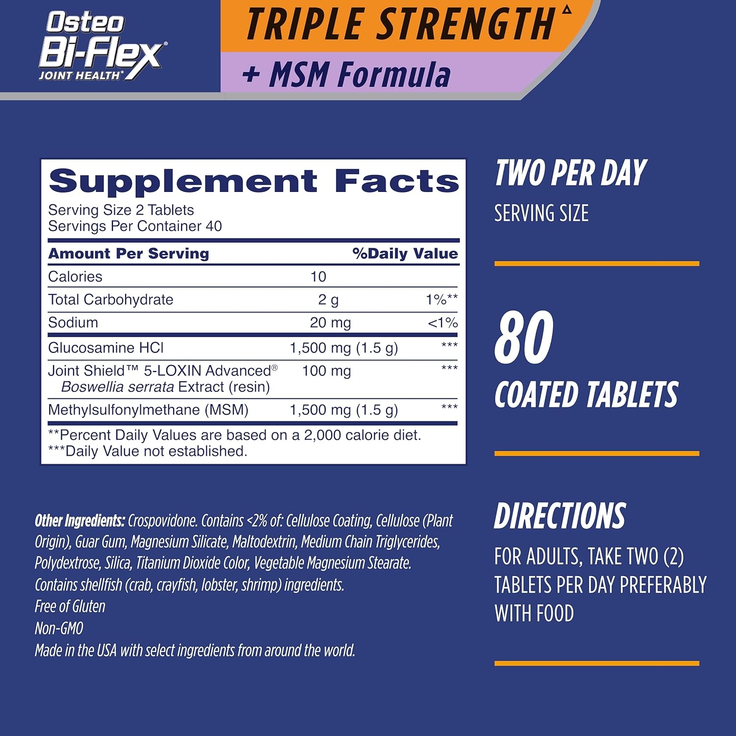 Osteo Bi-Flex® Triple Strength w/ MSM, 80 Coated Tablets