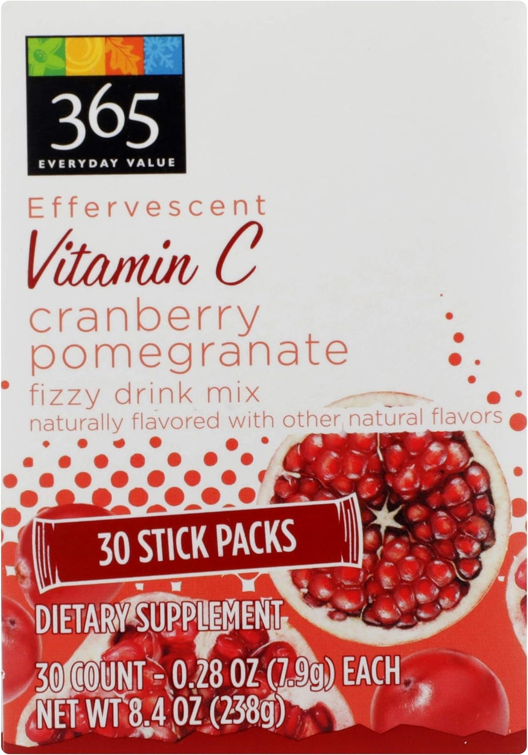 365 by Whole Foods Market, Effervescent C Cranberry Pomegranate, 0.28 Ounce, 30 Pack