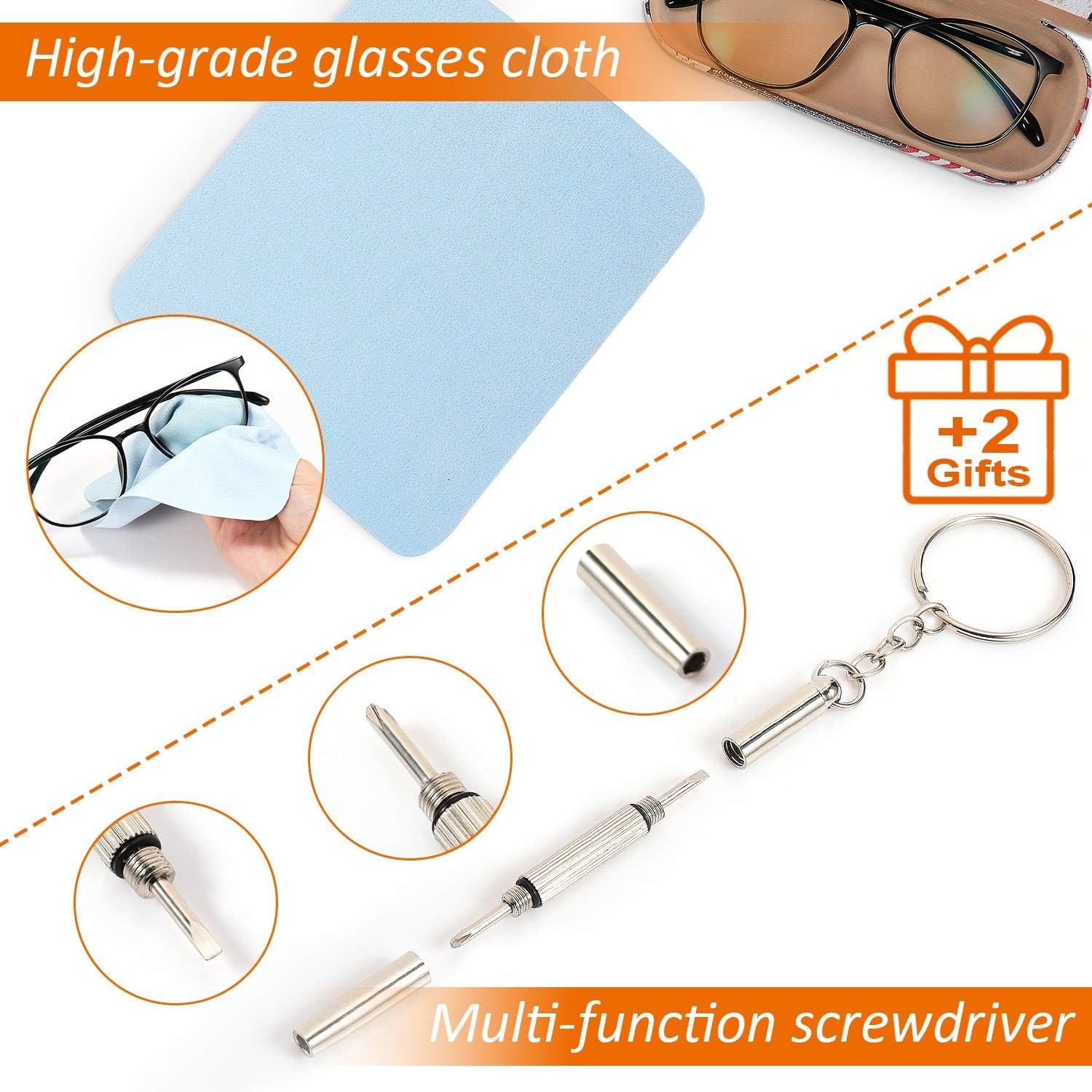 4PCS Premium Leather Eyeglass Straps, SCWJTF Adjustable Eyewear Retainers, Non-slip Eyeglass Chains Lanyard, Sport Sunglass Retainer Holder Strap, Free Gift Glasses Cloth and Screwdriver