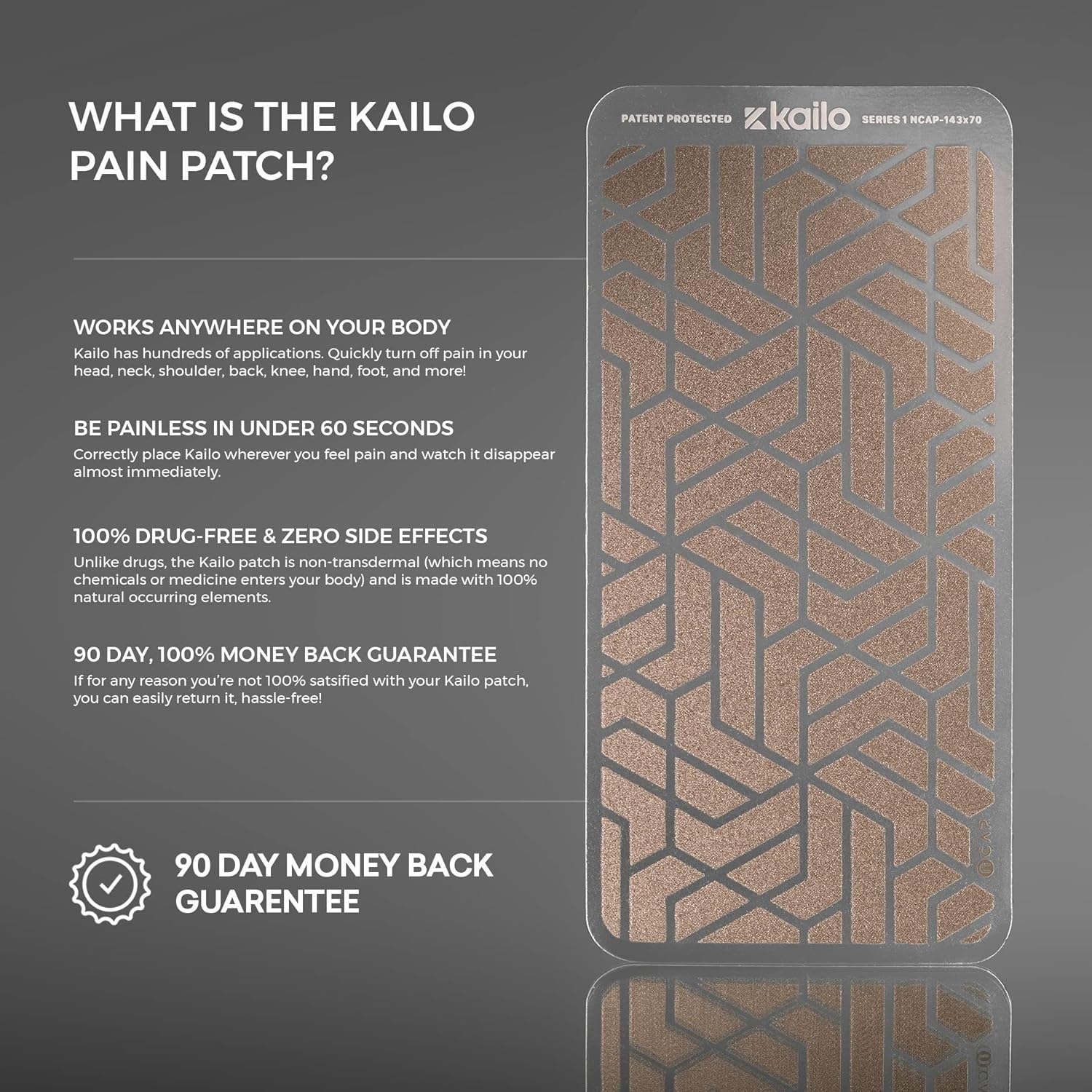 Kailo Kits | Microtech Bio-Antenna Pain Patch | Interacts with Electrical Signals in Your Body for Natural Pain Relief | Reusable Waterproof Sweat Proof Replaceable Adhesive (Single)