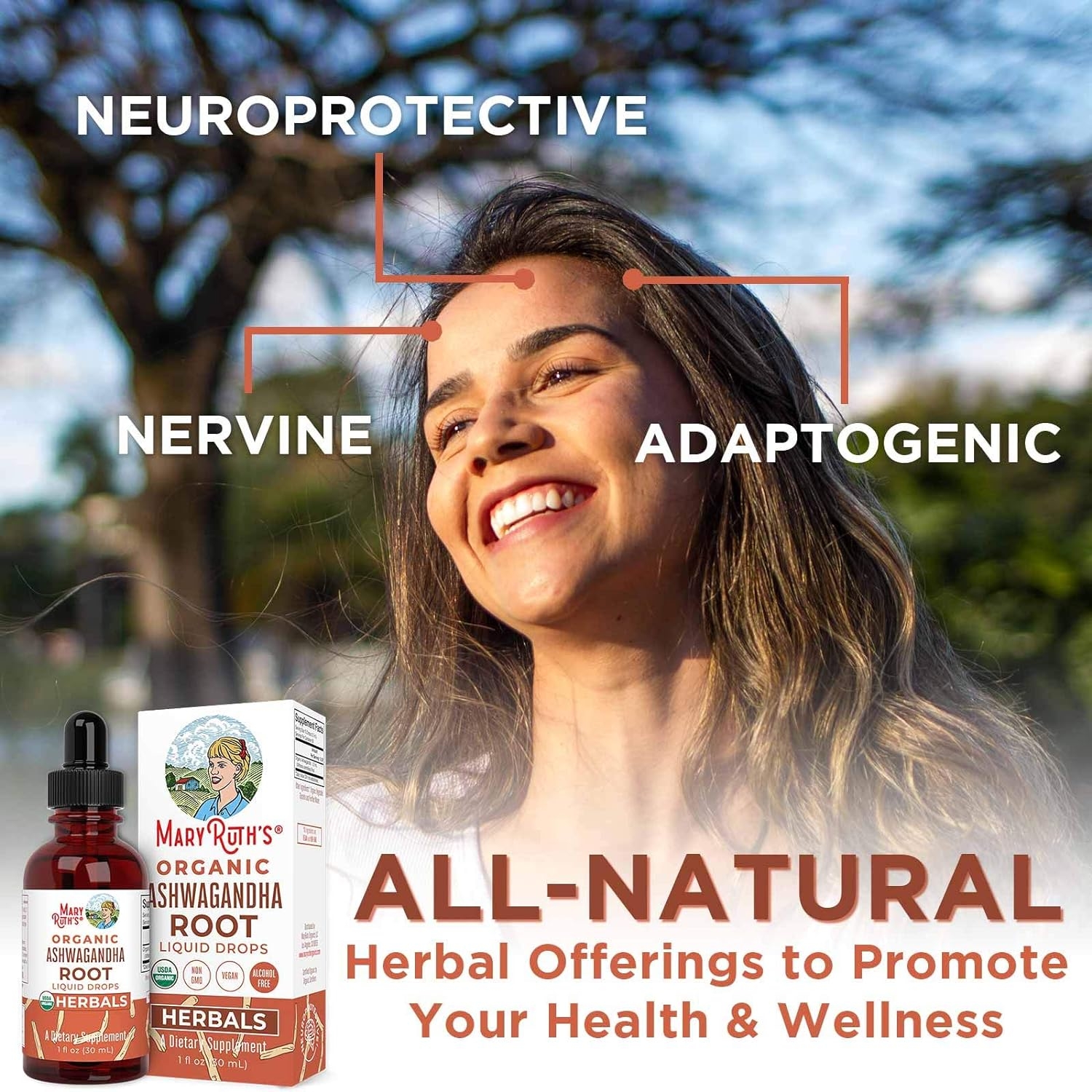 USDA Organic Ashwagandha Root Liquid Drops by MaryRuth's | Adaptogenic, Nervine, Neuroprotective | May Help Alleviate Stress & Regulate Homeostasis | Non-GMO, Vegan, 1oz
