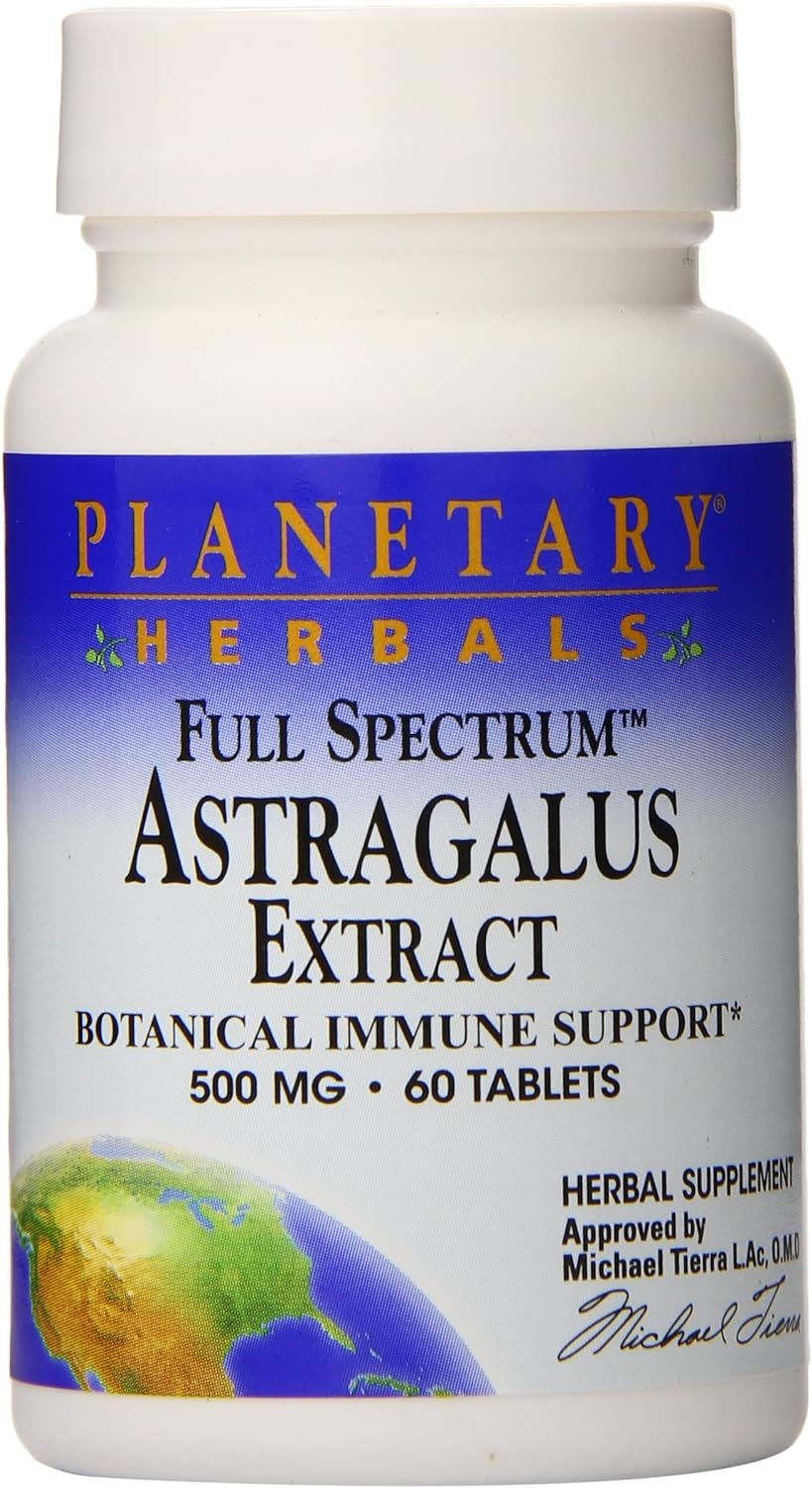 Planetary Herbals Astragalus Extract, Full Spectrum 500 mg Botanical for Immune System Support - 120 Tablets