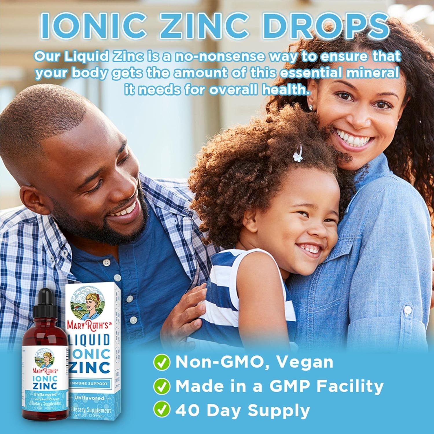 Ionic Liquid Zinc Drops for Adults & Kids by MaryRuth's, Zinc Sulfate for Immune Support, Vegan, Non-GMO & Gluten Free, 40 Day Supply, 4 Fl Oz