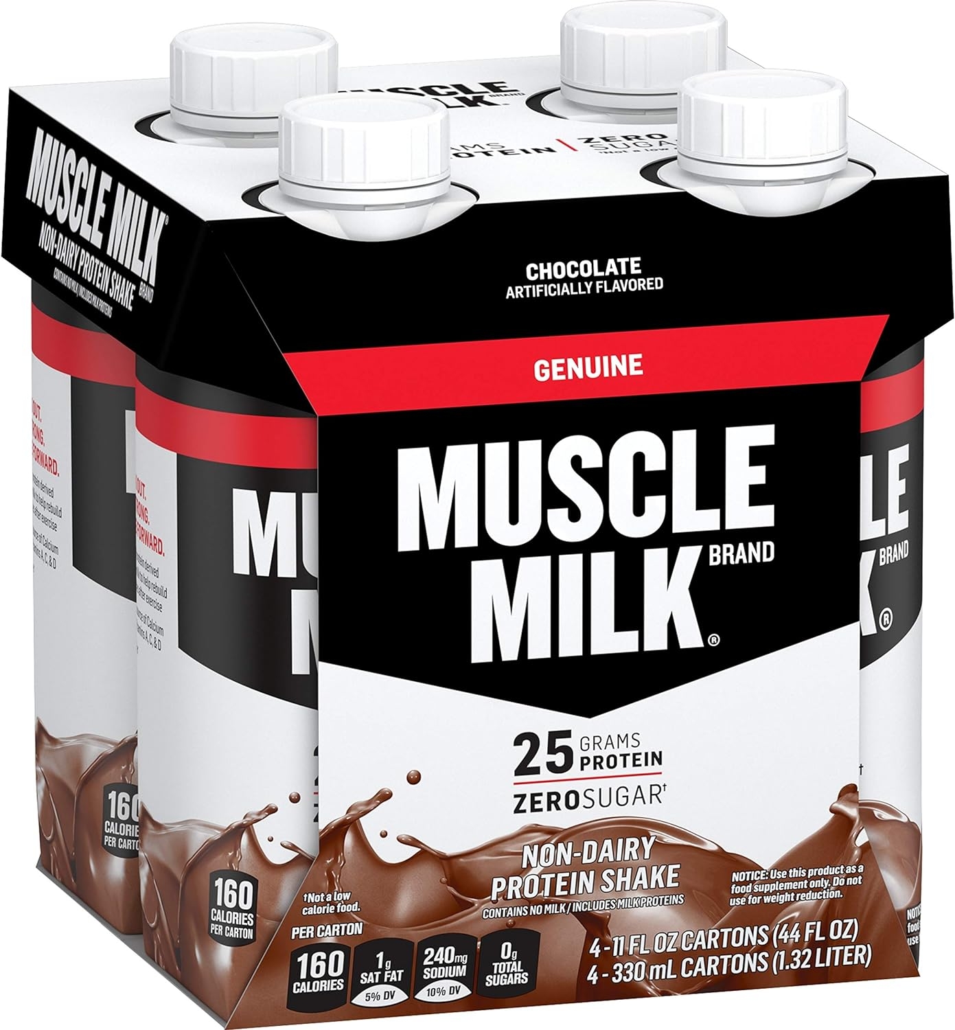 Muscle Milk Genuine Protein Shake, Chocolate, 25g Protein, 11 Fl Oz, 4 Pack