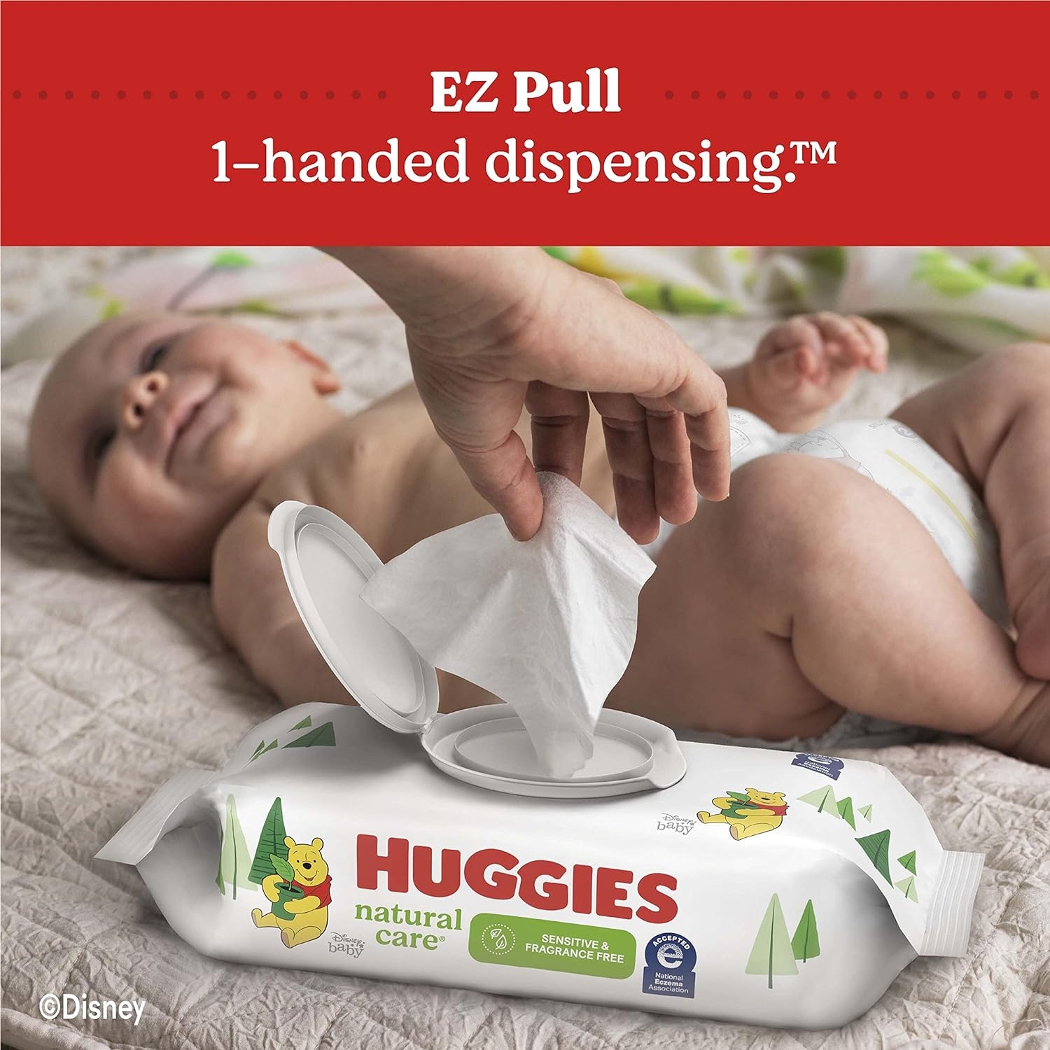 Baby Wipes, Huggies Natural Care Sensitive Baby Diaper Wipes, Unscented, Hypoallergenic, 8 Flip-Top Packs (448 Wipes Total)