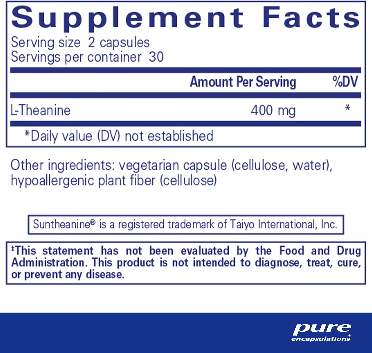 Pure Encapsulations L-Theanine | Amino Acid Supplement for Relaxation and Wellness* | 60 Capsules