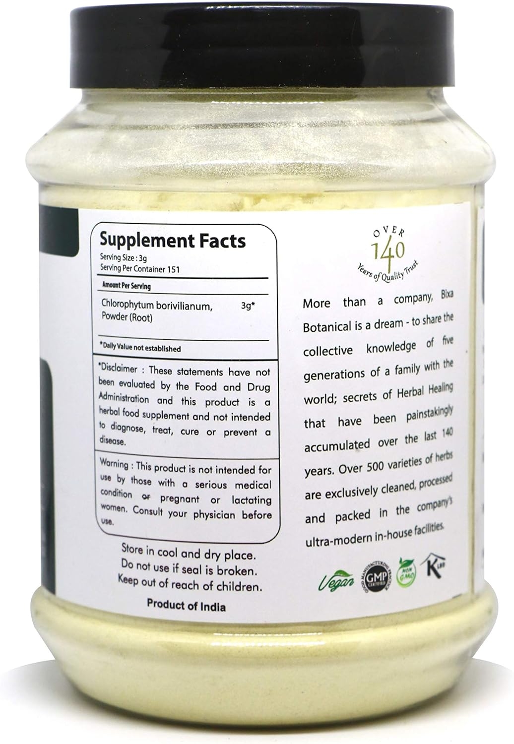 Safed musli Powder – 1 Pound (16 Oz) (Chlorophytum Borivillianum) | Best Herb for Vitality & Improve Physical Strength | Muscle Builder Herbal Supplement