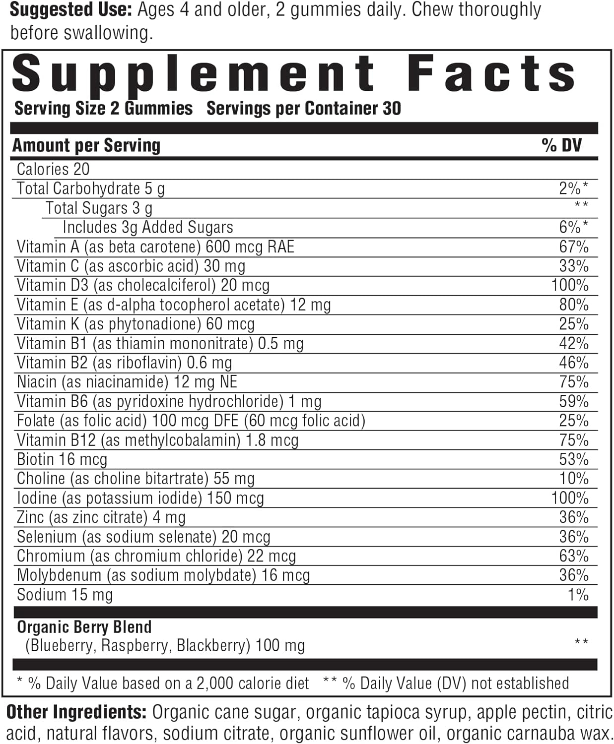 MegaFood Kids Multi Gummy for Ages 4+ - Multivitamin with Vitamins C, D & Zinc, Choline for Immune & Brain Support - Gluten-Free - Berrylicious - 60 Count (30 Servings)