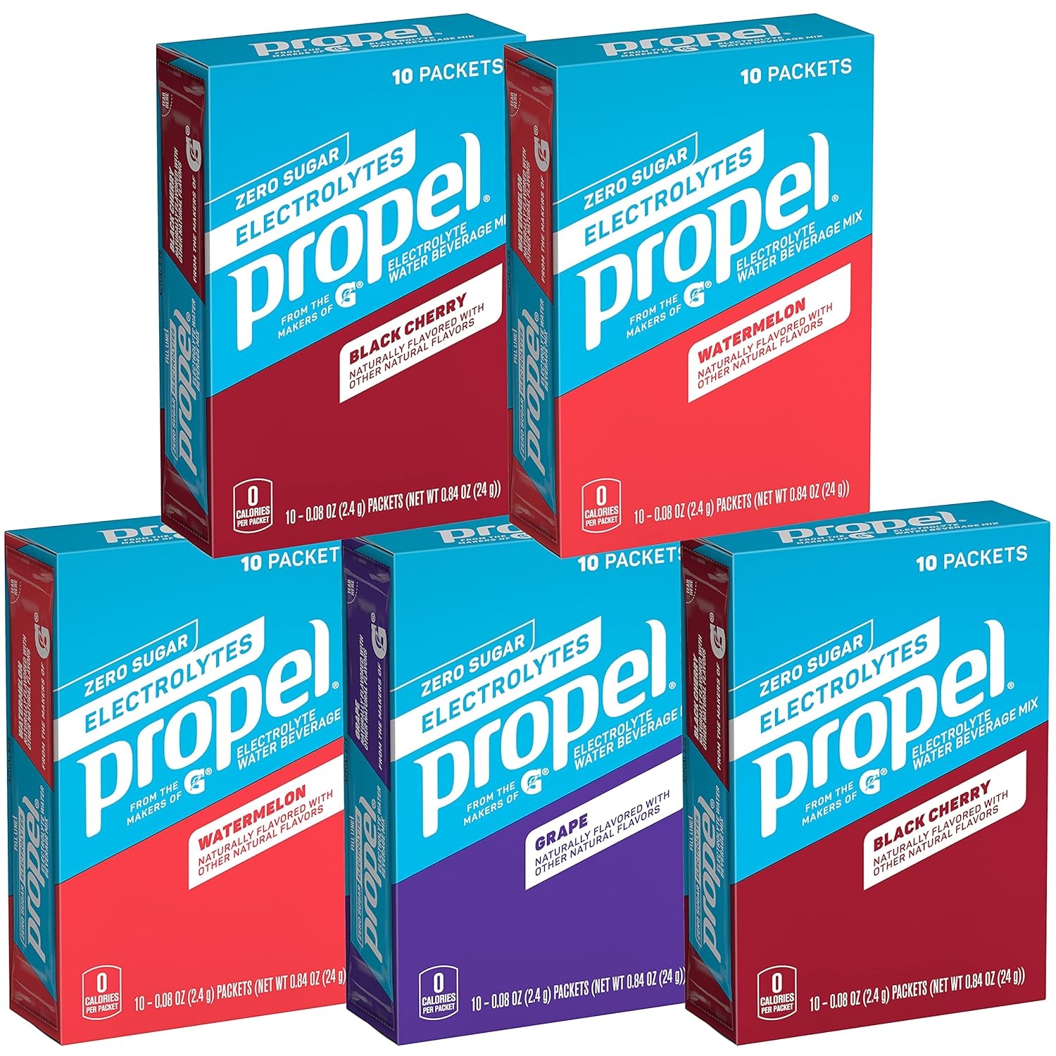 Propel Powder Packets, 3 Flavor Variety Pack, Electrolytes, Vitamins and No Sugar, Packaging May Vary, 50 Pack