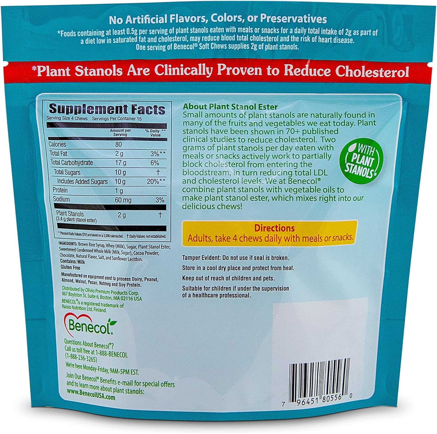 Benecol® Soft Chews - Dietary Supplement Made with Cholesterol-Lowering Plant Stanols, which are Clinically Proven to Reduce Total & LDL Cholesterol* (120 Chocolate Chews)
