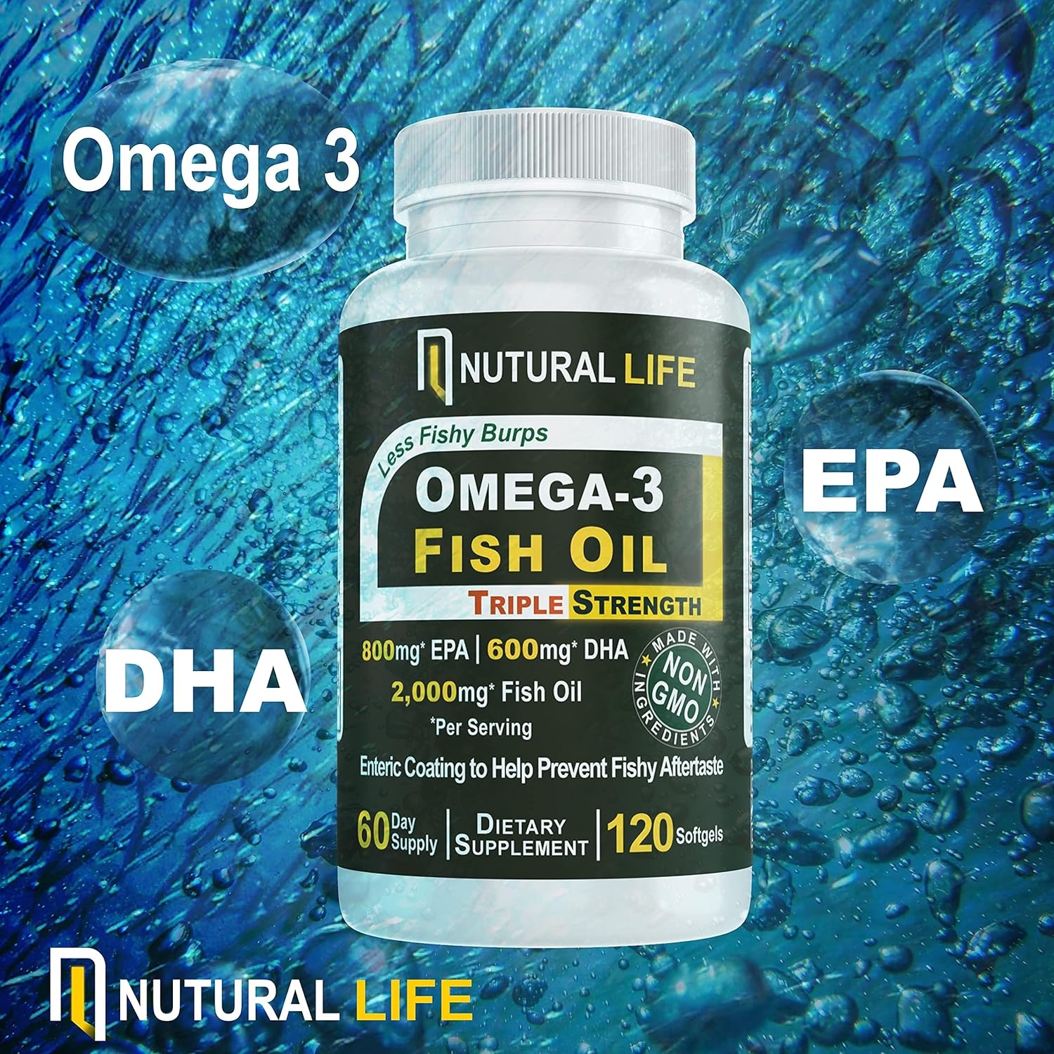 Nutural Life Omega-3 Fish Oil Triple Strength Supplement (120 Count)