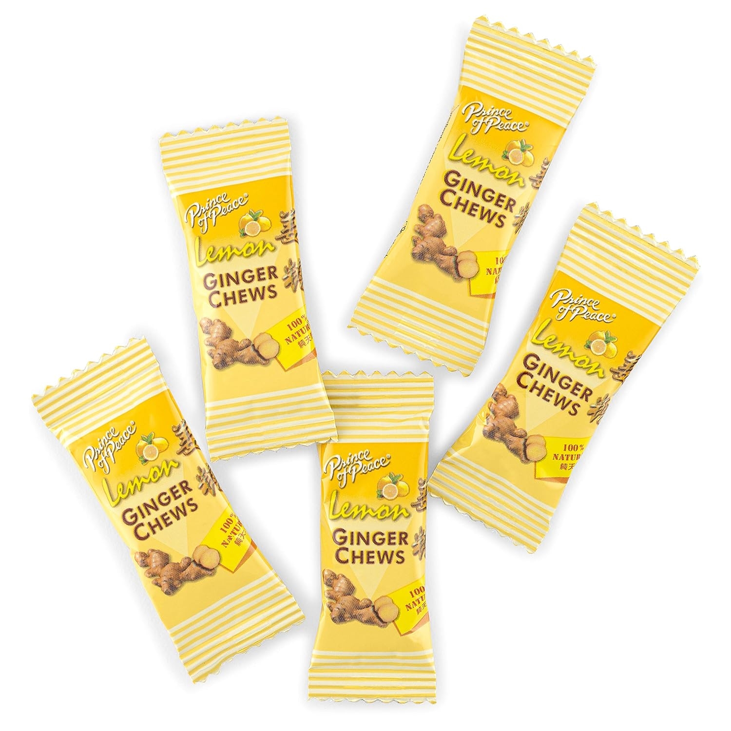 Prince of Peace Ginger Chews With Lemon, 4 oz. – Candied Ginger – Lemon Candy – Lemon Ginger Chews – Natural Candy – Ginger Candy for Nausea