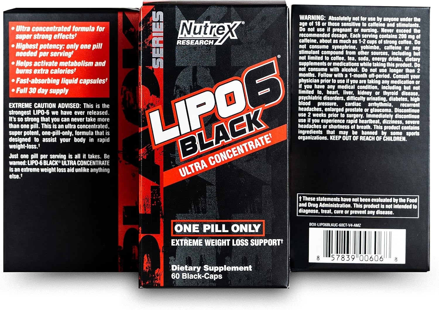 Nutrex Research Lipo-6 Black Ultra Concentrate | Thermogenic Energizing Fat Burner Supplement, Increase Weight Loss, Energy & Intense Focus | 60Count