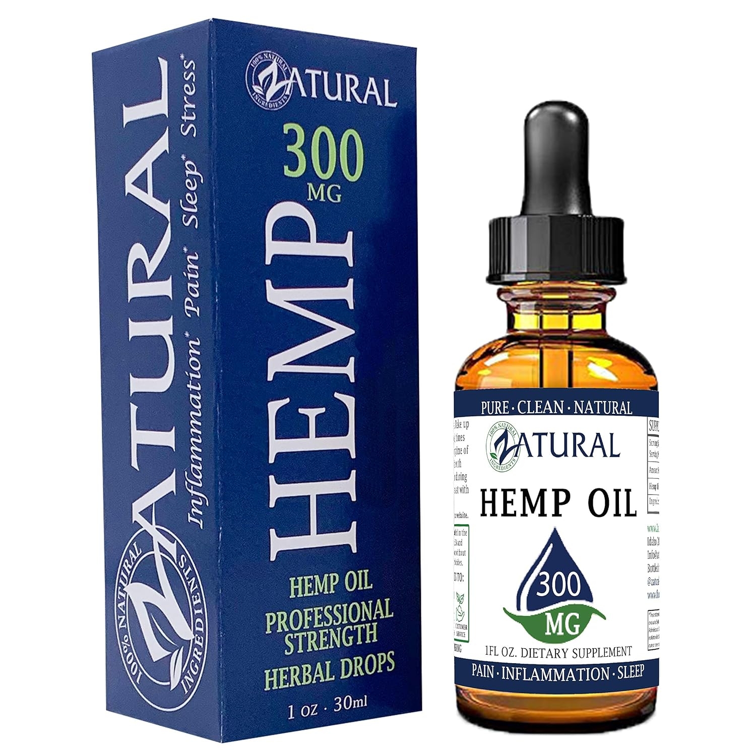 Hemp Oil - Vegan Omegas with Vitamin E - 100% Pure Hemp Oil (300mg 1 Ounce)
