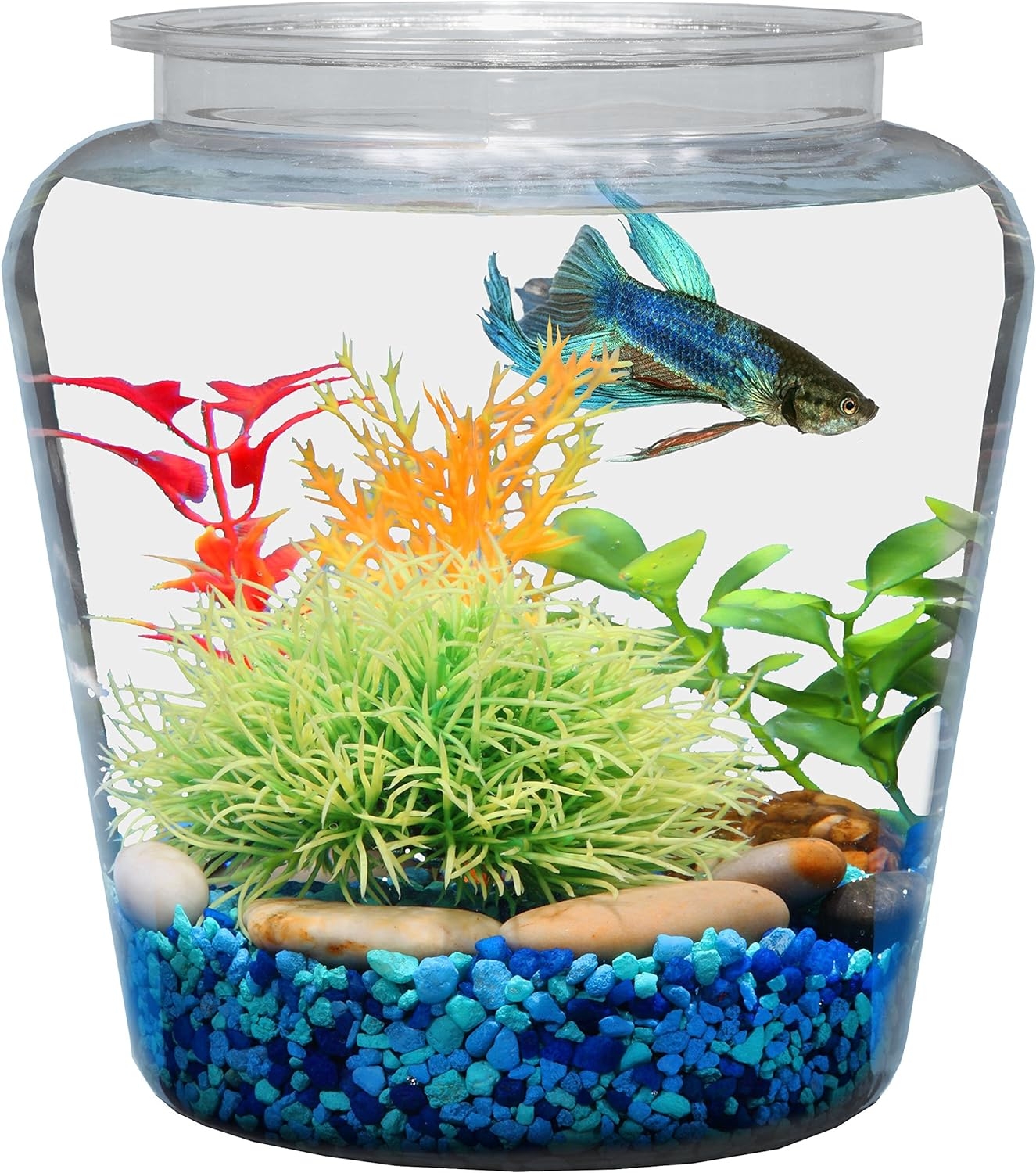 Koller Products 1-Gallon Fish Bowl, Shatterproof Plastic with Crystal-Clear Clarity, 7.25 DIA x 8 H Inches, Model Number: 49146000130