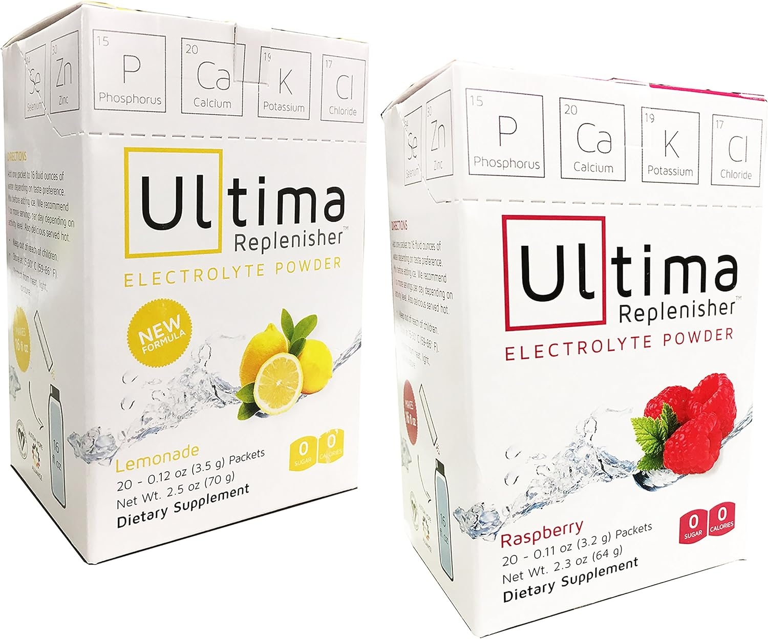 Ultima Replenisher Electrolyte Powder Raspberry and Lemonade Variety Pack of 40 Packets